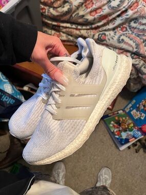 adidas White Knit Ultra Boost Sneakers